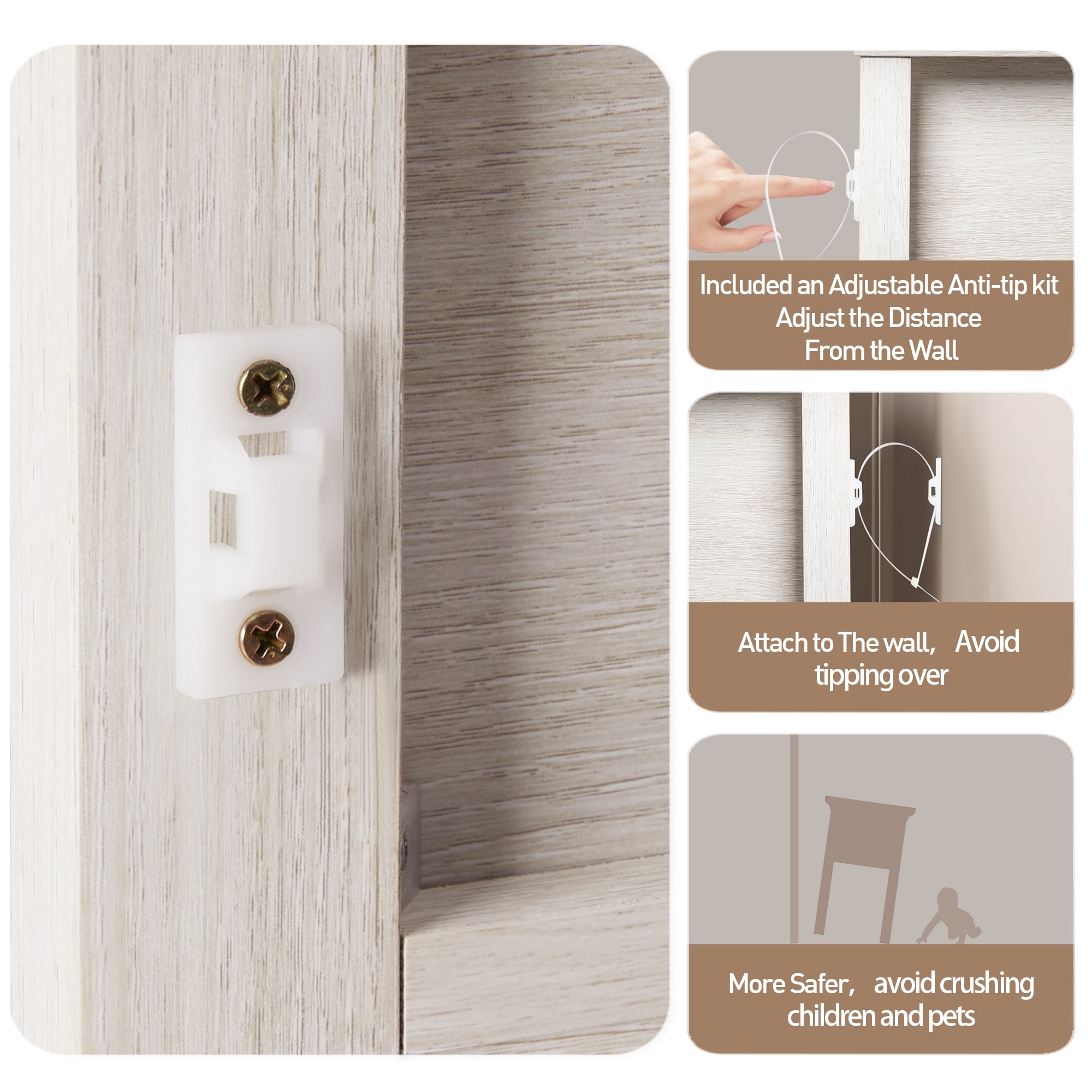 Grayish White Rattan Bedside Table With Storage Drawer For Bedroom_voghion.com